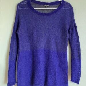 Eileen Fisher Plaided Mohair Blend Two-Tone Purple Pullover Jewel neck